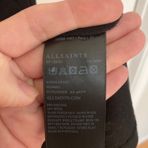 All Saints Black Drop Waist Kerin Dress Small - Picture 6 of 6